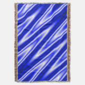 おもしろいZigZag Waves青い白+アイディア スローブランケット (正面縦)