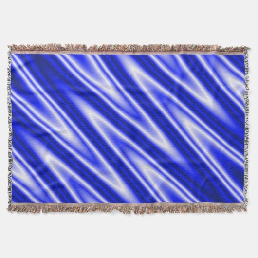 おもしろいZigZag Waves青い白+アイディア スローブランケット (正面)