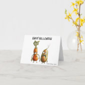 おもしろいzombie veggieハロウィーンのグリーティングカード カード (黄色い花)