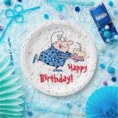 おもしろおばあちゃんのお誕生日ケーキパーティー紙 ペーパープレート (パーティー)