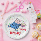 おもしろおばあちゃんのお誕生日ケーキパーティー紙 ペーパープレート (パーティー)