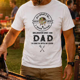 おもしろお父さん写真「私がやることは肉をスモークすること」 Tシャツ