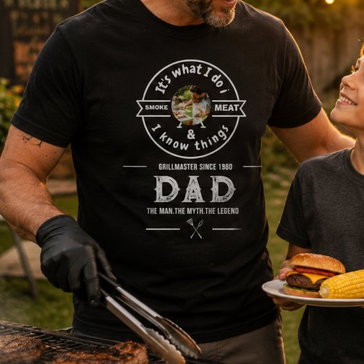 おもしろお父さん肉スモーク写真 Tシャツ
