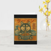 おもしろかわいいラーメンハスキー日本食ヌードルハスキーEa カード (黄色い花)