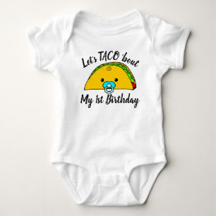 おもしろかわいい赤ちゃんの初めての誕生日タコスフィエスタ ベビーボディスーツ