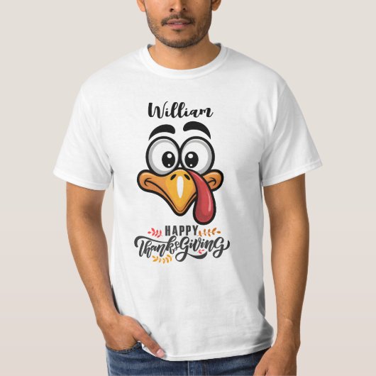 おもしろがらがら七面鳥の顔 パーソナライズカートゥーン Tシャツ (正面)