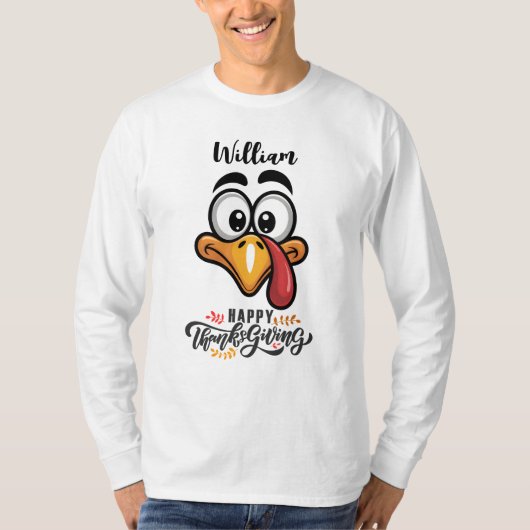 おもしろがらがら七面鳥の顔 パーソナライズカートゥーン Tシャツ (正面)