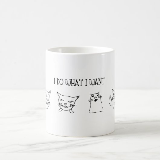 おもしろくてユーモアのある猫「好きなようにする」 コーヒーマグカップ (中央)