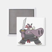 おもしろくて馬鹿な忍者のカバのキャラクター マグネット (正面/裏面)