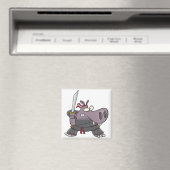 おもしろくて馬鹿な忍者のカバのキャラクター マグネット (インサイチュ (食洗機))