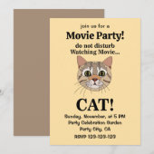 おもしろねこ顔映画パーティー 招待状 (正面/裏面)
