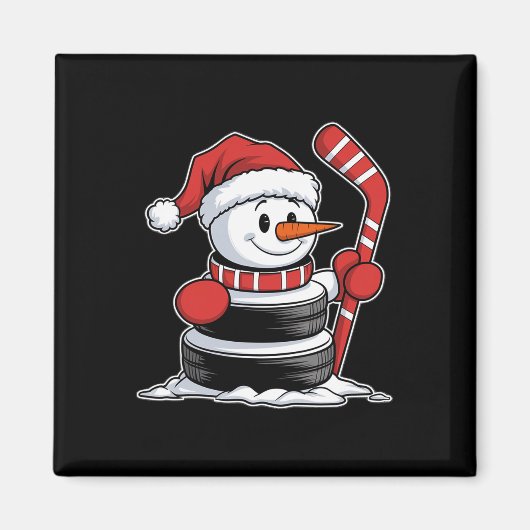 おもしろアイスホッケースノーマンサンタ帽子のクリスマスギフト マグネット (正面)