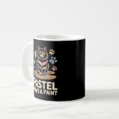 おもしろアーティスト 猫 散らかった画家 肉球 コーヒーマグカップ (正面左)