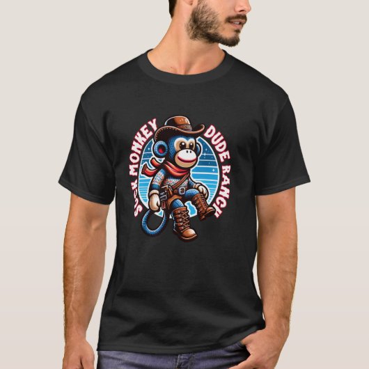 おもしろウエスタンソックモンキーのソックモンキーデュード牧場 Tシャツ (正面)