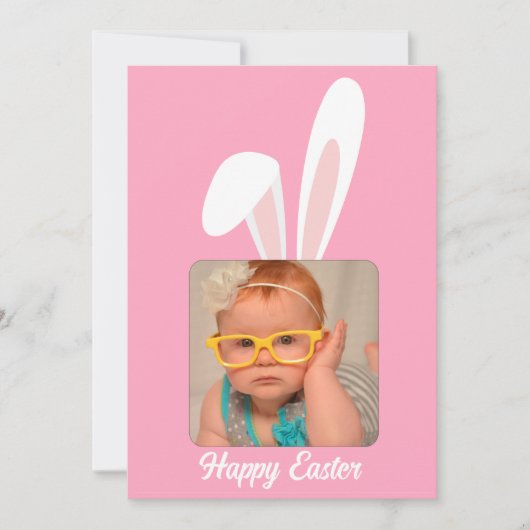 おもしろウサギの写真入りイースターホリデーカード シーズンカード (正面)