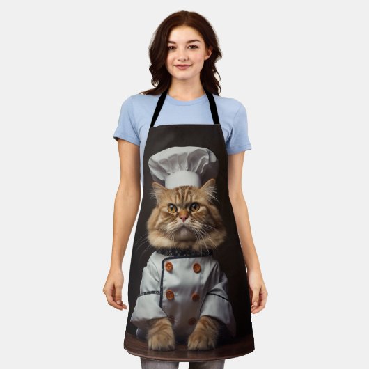おもしろエプロンの猫好きと調理師 エプロン (着用した状態)