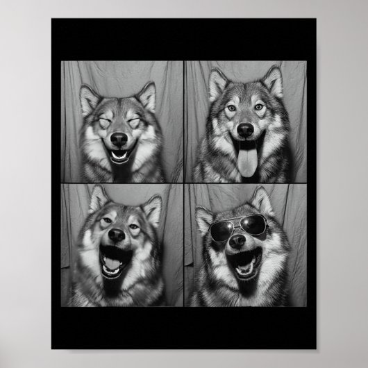 おもしろオオカミ フォトブース サングラス 犬 ポスター (正面)