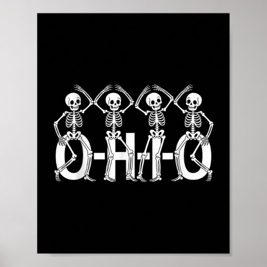 おもしろオハイオ州スケルトンオハイオハロウィーン ビンテージ ポスター (正面)