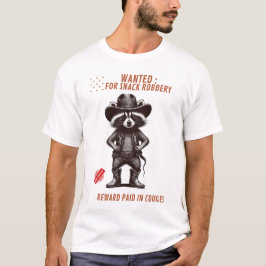 おもしろカウボーイ・アライグマTシャツ – スナック強盗として指名手配 Tシャツ