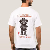 おもしろカウボーイ・アライグマTシャツ – スナック強盗として指名手配 Tシャツ (裏面)