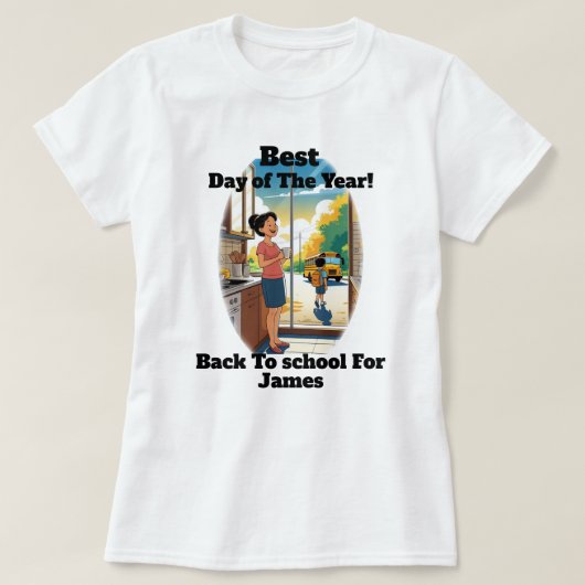おもしろカスタムネームママコーヒー バックトゥスクール Tシャツ (デザイン正面)