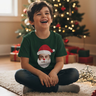 おもしろカスタム顔交換サンタクロース クリスマス Tシャツ