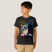 おもしろカラフル猫アート Tシャツ (正面フル)