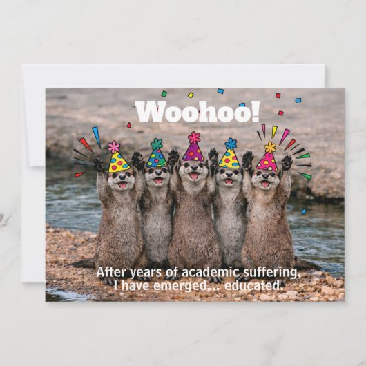 🎓おもしろカワウソの 축하カード + ありがとう 招待状 (正面)