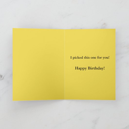 おもしろカード-この1つを選びました-カスタムなメッセージ カード (内部)
