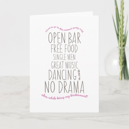 おもしろカード: 私の新婦付添人があって下さい 招待状 (正面)