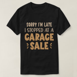 おもしろガレージセールTシャツ、ブラック&タン Tシャツ