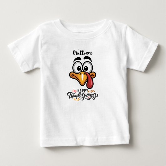 おもしろガーフィーの七面鳥の顔のカスタム・カートゥーン ベビーTシャツ (正面)