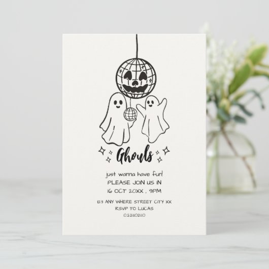 おもしろガールズハロウィンパーティ落書き招待状 招待状 (スタンド正面)