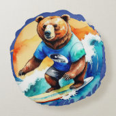 おもしろクマサーフィンTシャツ ラウンドクッション (裏面)