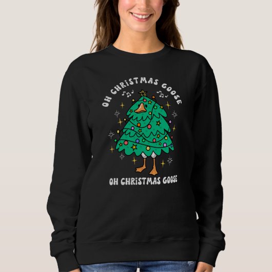 おもしろクリスマスのガチョウ スウェットシャツ (正面)