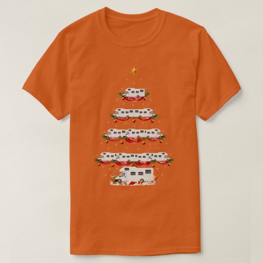 おもしろクリスマスマッチングサンタキャンパーバンクリスマスツリー Tシャツ (デザイン正面)