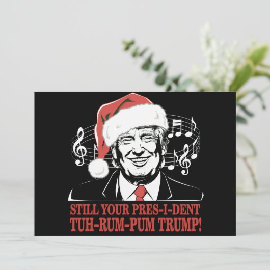 おもしろクリスマス大統領トランプパジャマ ダサいXmas シーズンカード (スタンド正面)