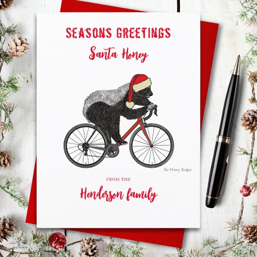 おもしろクリスマス ハニーバッジャー 自転車 カスタム シーズンポストカード