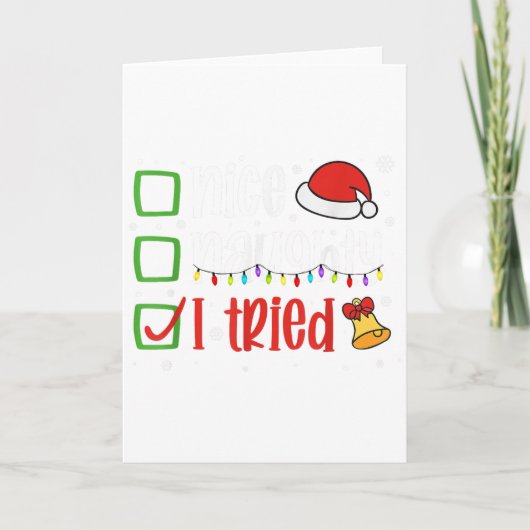 おもしろクリスマスTシャツ いい子 悪い子 頑張った ホリデー カード (正面)