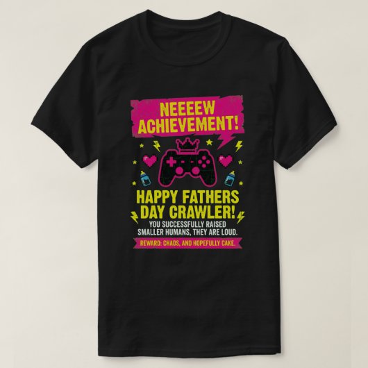 おもしろゲーマーパパ・アチーブメント・父の日 Tシャツ (デザイン正面)