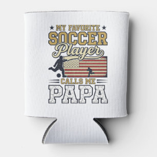 おもしろサッカーパパビンテージTシャツデザイン_1 缶クーラー
