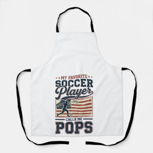 おもしろサッカーパロディ ビンテージ風 刺繍Tシャツ デザイン 1 エプロン