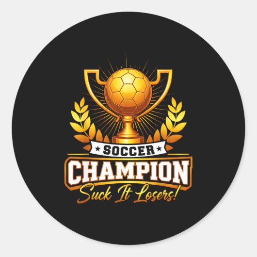 おもしろサッカー優勝トロフィー ラウンドシール (正面)