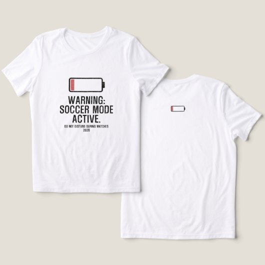 おもしろサッカー モード有効 低バッテリー警告 トライブレンドTシャツ (デザイン正面&裏面)