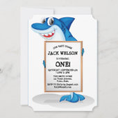 おもしろサメの誕生日パーティー招待状 招待状 (正面)