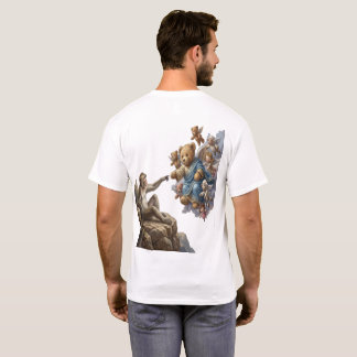 おもしろサルによるアダムの創造パロディTシャツ Tシャツ