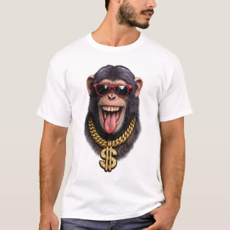 おもしろサル ゴールド チェーン Tシャツ - 都会的なクールスタイル
