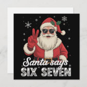 おもしろサンタが言う「6 7」クリスマス67 ミーム Xmas シーズンカード (正面/裏面)