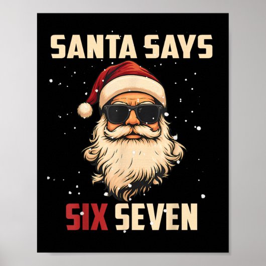 おもしろサンタが言う「6 7」クリスマス67 メモ Xmas ポスター (正面)