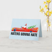 おもしろサンタカーのクリスマスカード カード (黄色い花)